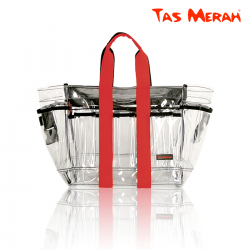 Tas Merah Make-up Tool Bag Medium (Clear Plastic) TM-3-4