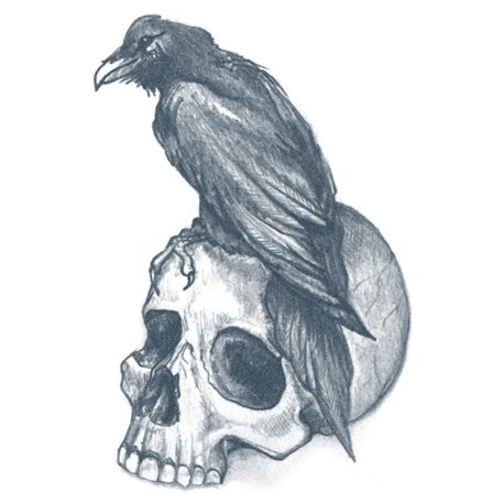 Tattooed Now! - Raven with Skull
